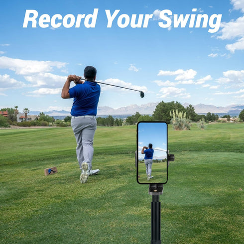 YKI 52" Golf Monopod Selfie Stick with Ground Spike Stake, Golf Swing Analyzer Phone Holder for Training Aid