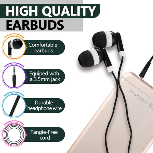 50 Pack Set Girls(XPG101, 50 Bulk Earbuds Headphones for Kids Classroom, Wholeslae Wired Earphones Class for School