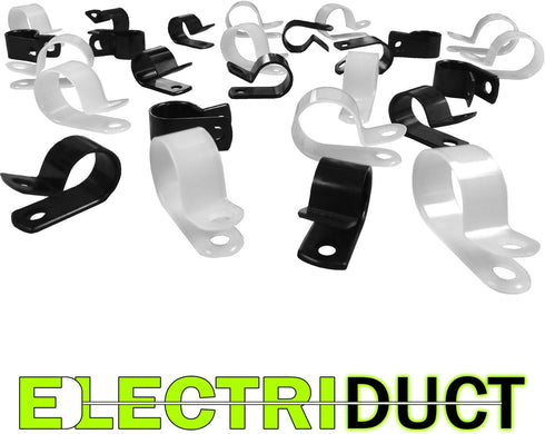 1/4" Electriduct Heavy Duty Nylon Cable Clamps - 10pcs Mounting Wire Clips, Black