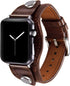 VIQIV Cuff Bracelets Bands for Compatible with Apple Watch 38mm 42mm 44mm 45mm, Dressy Leather Metal Jewelry Strap
