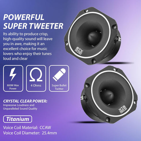 STXAudio STX-55TW 3.4-Inch Super Tweeter Speaker, 4 Ohm, 800W Max Power, 105dB Sensitivity, Titanium Diaphragm for Pro