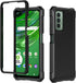 Cricket Outlast Case with Tempered Glass Screen Protector, 360 Full-Body Soft TPU Bumper Shockproof Silicone Cover