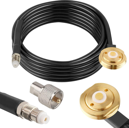 MOOKEERF NMO Antenna Cable,18FT Low Loss RG58 Coaxial CB Antenna Cable Extension