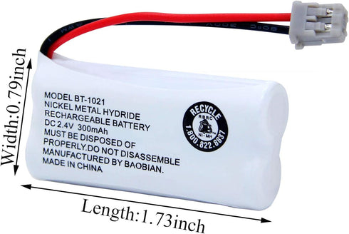 BAOBIAN BT-1021 BBTG0798001 Handset BT1021 BT-1008 BT-1016 2.4V 2 Pack Rechargeable Battery Replacement Compatible