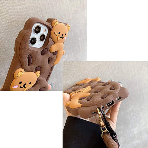 SGVAHY Cute Phone Case for iPhone 13, Soft Silicone Shockproof Protective Case with Strap Lanyard Keychain for Women