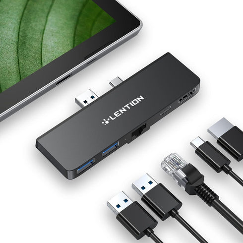 LENTION Surface Pro 7 USB C Hub Docking Station, 5-in-1 with 4K@60Hz HDMI, USB C to Ethernet, PD 60W