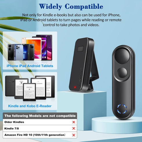 RF Remote Control Page Turner for Kindle Paperwhite Oasis Scribe Kobo, Clicker Accessories for iPhone, iPad, Android