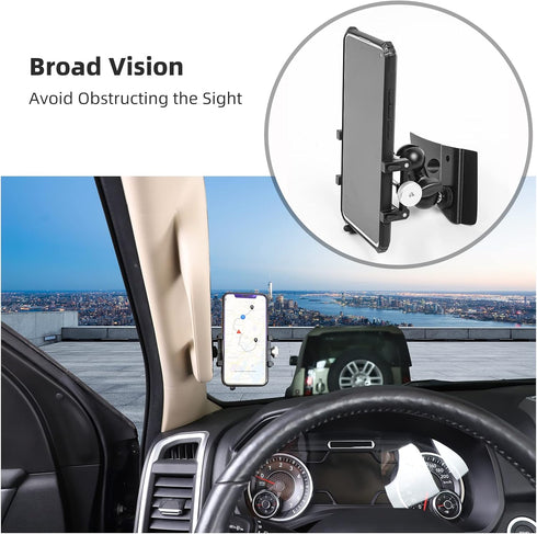 JeCar Phone Holder for 2018-2023 Dodge Ram 1500, A-Pillar Phone Mount Accessories, Aluminum Alloy