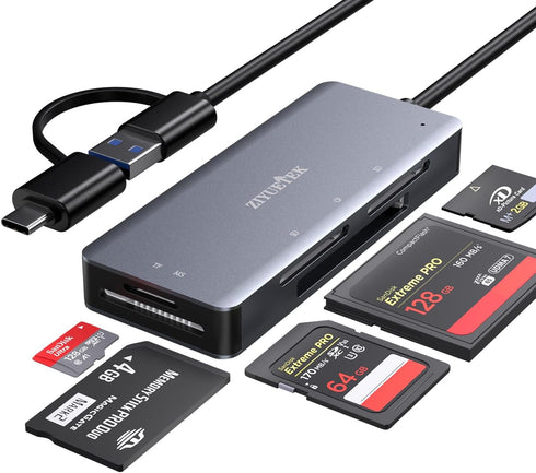 USB3.0 Type-C 5in1 Multi Card Reader, SD/Micro SD/CF/MS/XD Memory Card Adapter for PC/Laptop/Smartphone/Tablets