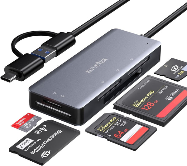 USB3.0 Type-C 5in1 Multi Card Reader, SD/Micro SD/CF/MS/XD Memory Card Adapter for PC/Laptop/Smartphone/Tablets