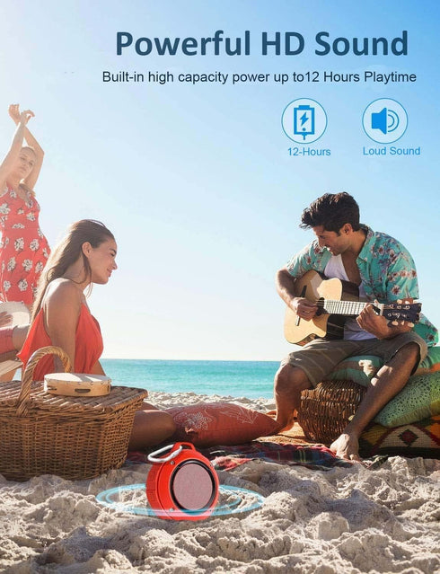 Kunodi Outdoor Waterproof Bluetooth Speaker, Mini Portable Wireless Shower Speaker with Subwoofer, Enhanced Bass,