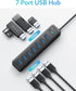PHIXERO 7 Port USB Hub with 1.6FT Long Cable, Multi USB Port Hub, USB Extension Hub for Laptop, Compatible with USB
