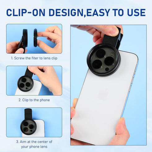 Grenben 52mm Clip-on CPL Phone Camera Filter Kit, Circular Polarizer Filter, CPL Polarizer Phone Camera Lens Filter