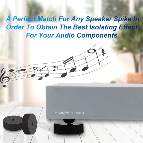 Monosaudio 4PCS Carbon Fiber Speaker Spike Floor Protectors 30x10mm Speaker Spikes Pads Subwoofer Isolation Feet Amplifier Feet for Audio,Speakers,Subwoofers,Amplifier,Turntable,DAC,PC Case(Black)