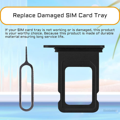 Black SIM Card Slot Replacement for iPhone 12, Single SIM Version Card Tray Holder Adapter with Waterproof Rubber Ring