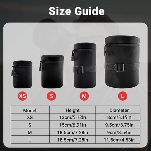Generic Professional Camera Lens Pouch, Water-Resistant Padded DSLR and Mirrorless Lens Bag with Belt Loop