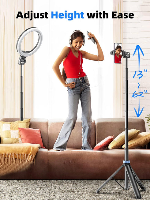 Kaiess 62" Phone Tripod & Selfie Stick, Extendable Photography Light Stand with Wireless Remote, Solidest, Portable
