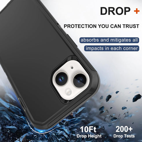 iPhone 12 Mini Heavy Duty Rugged Case with Belt Clip Holster & 2X Screen Protector - Shockproof, Dust-Proof (Black)