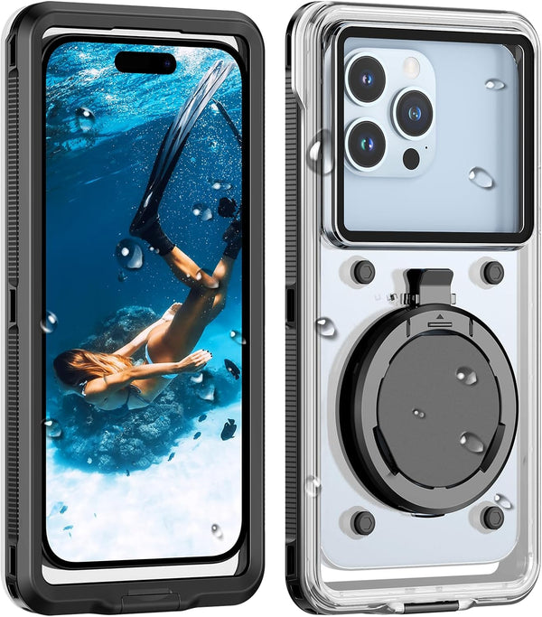 Lanhiem Snorkeling Underwater Phone Case, IP68 Professional Universal Waterproof Outdoor Video Photo Case with Lanyard,