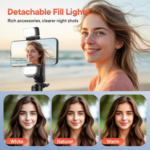 Heliora 4-in-1 2 Phone Tripod, Magnetic Mini Selfie Stick,Pocket Size Selfie Stick with Wireless Detachable Remote