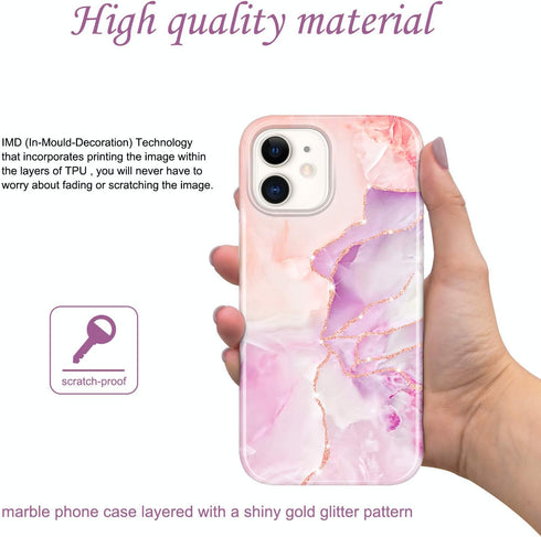 JIAXIUFEN Sparkle Gold Glitter Case for iPhone 12 mini, Marble Slim Shockproof TPU Soft Rubber Silicone Cover, 5.4 inch