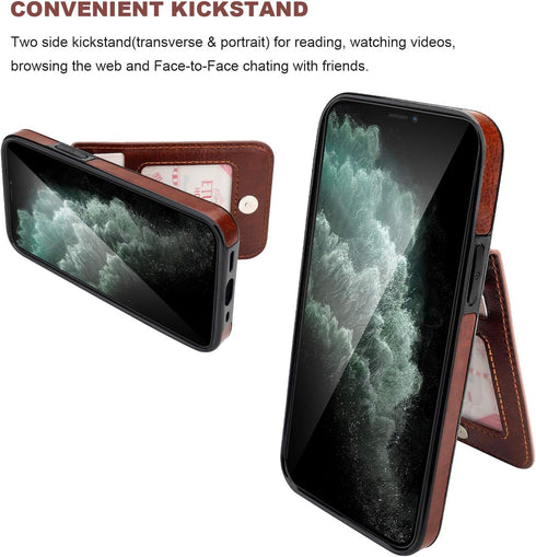 KIHUWEY iPhone 12 Mini Case Wallet, Premium Leather with Credit Card Holder, Magnetic Clasp, Heavy Duty Cover