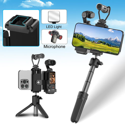OSMO Pocket 3 Phone Mount Holder with Cold Shoe Expansion Frame and 1/4 Threaded Hole for DJI Accessories