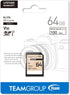 TEAMGROUP Elite 64GB UHS-I U3 V30 SDXC Memory Card, 100MB/s Read Speed, Compatible with Canon Sony Nikon Panasonic