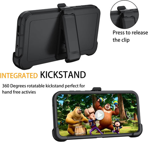 Samsung Galaxy S23 FE 5G Case - Heavy Duty, Military Grade, Shockproof, Dust-Proof, with Belt Clip Holster (Black)