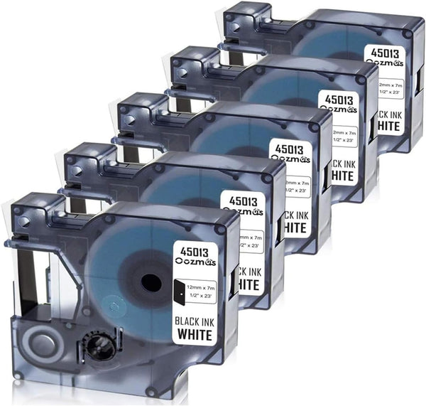 Oozmas Replacement for DYMO LabelManager 150 160 280 420P 360D Refill, 5 Cartridges Black on White