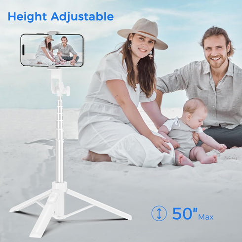Liphisy 50 Inch, Selfie Stick Travel Tripod for Cell Phone with Remote Control and Phone Holder, Extendable Selfie