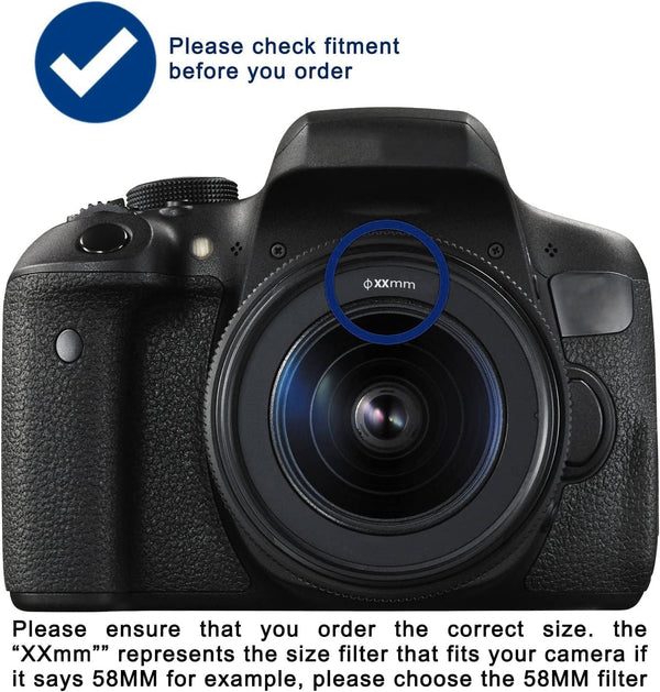 49mm 6 Piece Full Graduated Color Lens Filter Kit Set with Travel Case, Professional Grade for Canon Nikon Sony DSLR