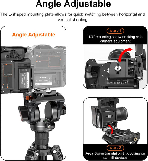 COMAN EX300 Foldable Camera L Bracket, Universal L-Shaped Vertical Horizontal Camera Quick Release Plate, for DSLR