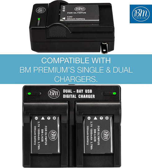 BM Premium 2-Pack LI-42B Batteries for Olympus Stylus 1040, 1050W, 1060, 1070, 1200, 7000, 7010, 7020, 7030, 7040
