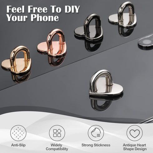 Moxweyeni 8 Pcs Cell Phone Finger Ring Adhesive Metal Phone Finger Grip Loop Stand Heart Grip Holder Charm Hook for DIY