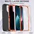 Annymall for iPhone 13 Case with 2 Screen Protector,Shockproof Drop Protection Full Body Heavy Duty 3 Layer Military Rugged Durable Phone Cover for Apple iPhone 13 6.1" (Black Orange)