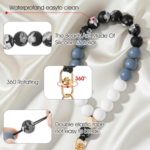 Shimmeroo Cute Phone Charm Strap with Spacer,Beaded Phone Wrist Strap Wrist Lanyards for Case Cellphone Chain Wristlet