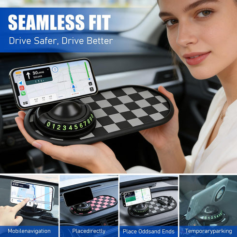 Generic Number,360 Mobile Phone Bracket Anti-Slip Mat,Multifunction Car Dashboard Mat with Temporary Parking Rotating