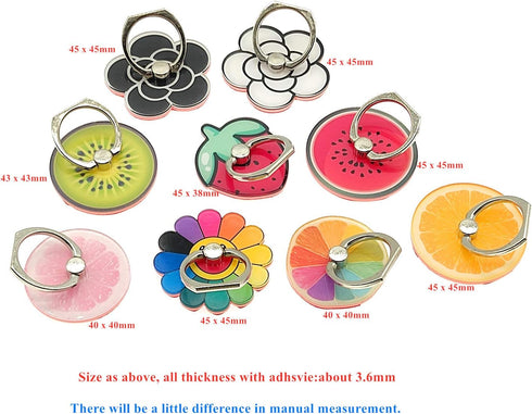 Crystal Flower Fruit Shape Ring Stent, 360° Rotation Finger Ring Grip Cell Phone Holder Stand (Strawberry)