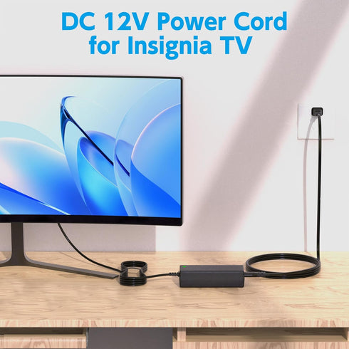 LJO-EEIH 12V Power Cord for Insignia TV, Compatible with 19" to 32" Models, Power Supply Replacement