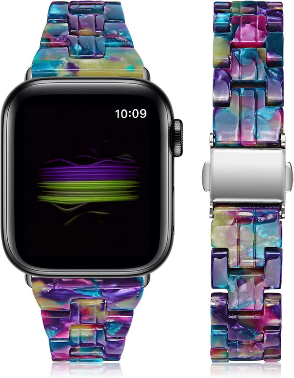 JOYOZY Compatible with Apple Watch Bands 38mm 40mm 41mm 42MM, Fashion Slim Resin Band for Apple Watch Series 10