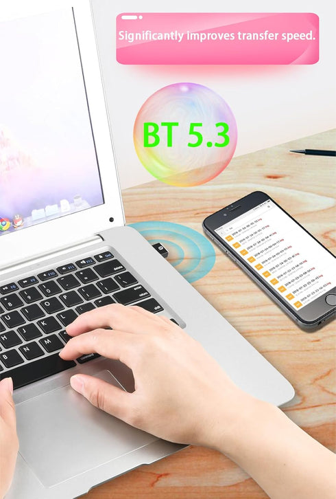 USB Bluetooth 5.3 Adapter for PC, Plug & Play for Windows 11/10/8.1/7, Mini Bluetooth Dongle Receiver & Transmitter