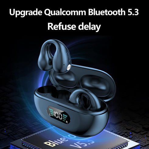 Truelaia Wireless Earbuds - Mini Bone Conduction Headphones with Earhooks, Waterproof Bluetooth 5.3 Clip On Ear Buds