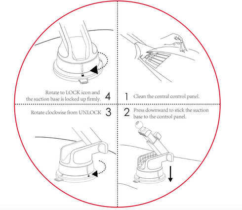 VANMASS Rotate Lock Suction Cup for Car Phone Mount