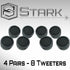 Stark Industries High Performance Neodymium Silk Dome Tweeters - 500 Watt Max Power, 4 Pairs