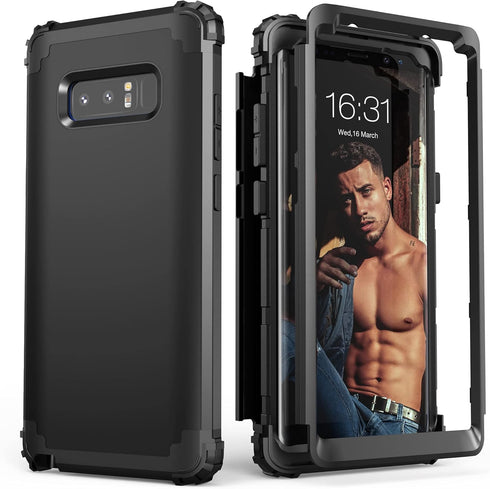 IDweel for Galaxy Note 8 Case, 3 in 1 Shockproof Slim Hybrid Heavy Duty Protection Hard PC Cover (Black)