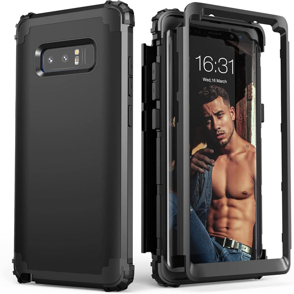IDweel for Galaxy Note 8 Case, 3 in 1 Shockproof Slim Hybrid Heavy Duty Protection Hard PC Cover (Black)