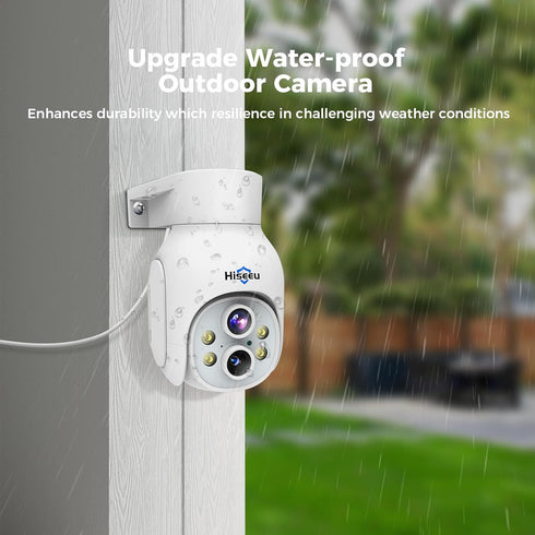 Hiseeu 3MP Dual Lens Security Camera Wireless WiFi 2.4GHz Outdoor, 10X Zoom, Full Color Night Vision, IP66