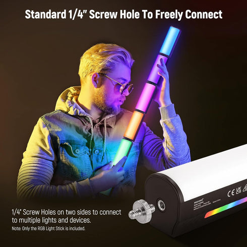 NEEWER TL96RGB 360° Full RGB Mini LED Video Light Stick, 2500mAh Battery, 2500-8500K Dimmable Camera Tube Light for