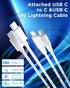 USB C Car Charger, 3-Port 66W Dual USB-C & USB-A Car Power Adapter with Fast Charging for iPhone 15/14/13, Samsung, Google Pixel, MacBook Pro and More (USB C to C & Type C to Lightning Cable Included)